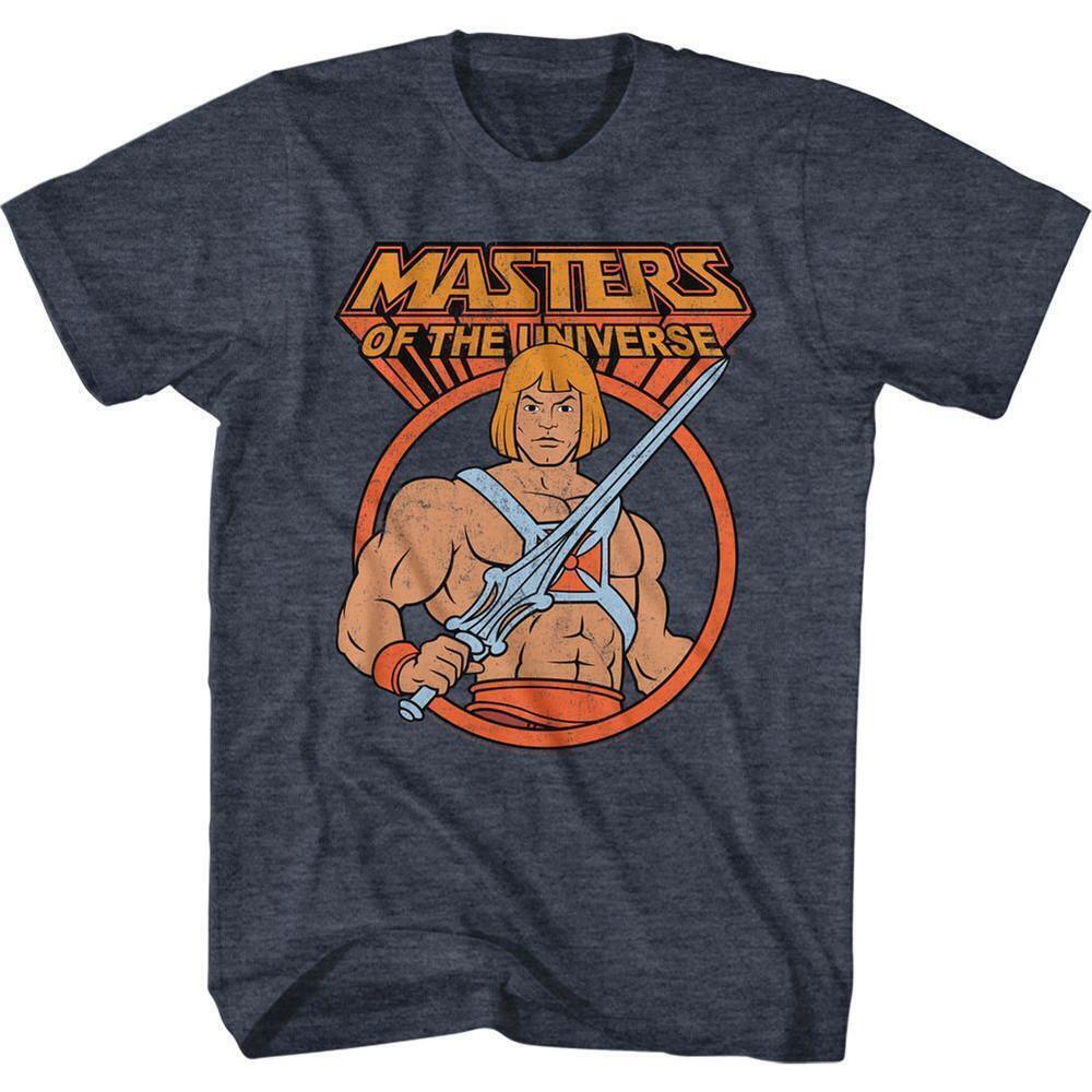 Masters Of The Universe Heman In Circle Navy Heather Adult T Shirt